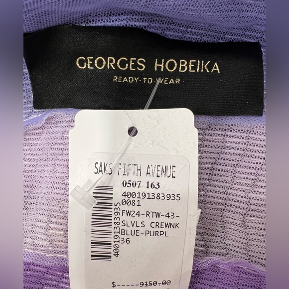 GEORGES HOBEIKA Multicolor Beaded Tulle Sleeveless Train Gown Maxi Dress - Picture 11 of 13